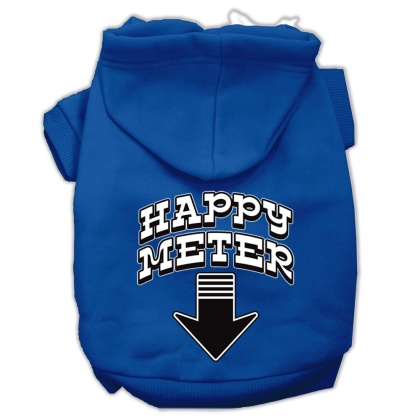 Happy Meter Screen Printed Dog Pet Hoodies Blue Size Lg