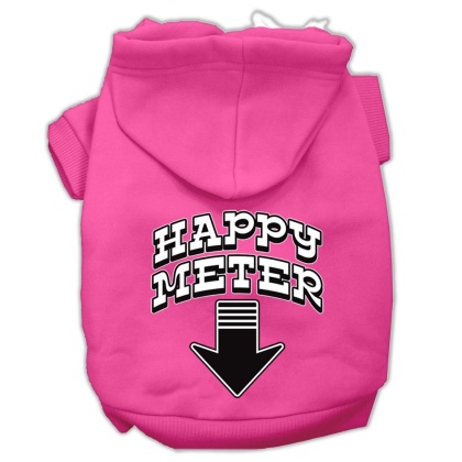 Happy Meter Screen Printed Dog Pet Hoodies Bright Pink Size Lg