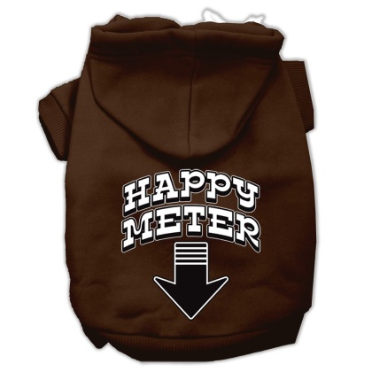 Happy Meter Screen Printed Dog Pet Hoodies Brown Size Lg
