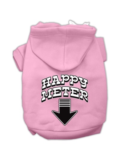 Happy Meter Screen Printed Dog Pet Hoodies Light Pink Size Lg