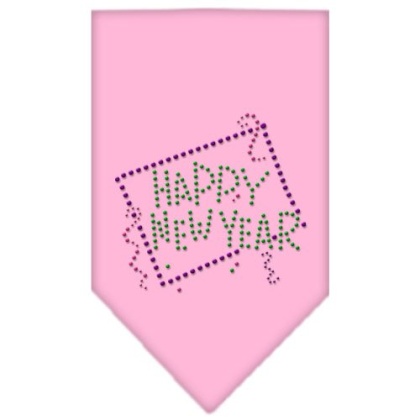 Happy New Year Rhinestone Bandana Light Pink Large