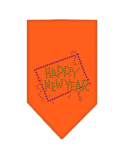 Happy New Year Rhinestone Bandana Orange Large