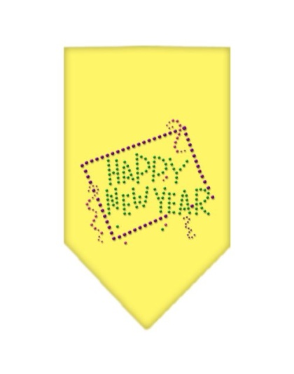 Happy New Year Rhinestone Bandana Yellow Large