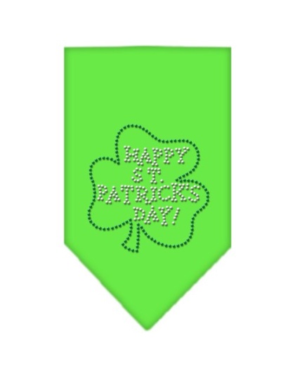 Happy St Patrick's Day Rhinestone Bandana Lime Green Large