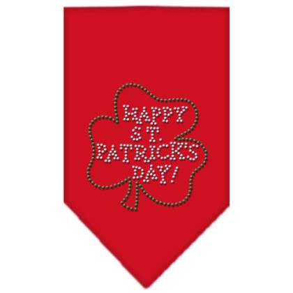 Happy St Patrick's Day Rhinestone Bandana Red Large