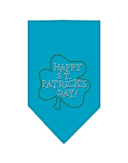 Happy St Patrick's Day Rhinestone Bandana Turquoise Large