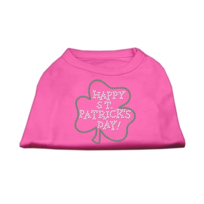 Happy St Patrick's Day Rhinestone Shirts Bright Pink L