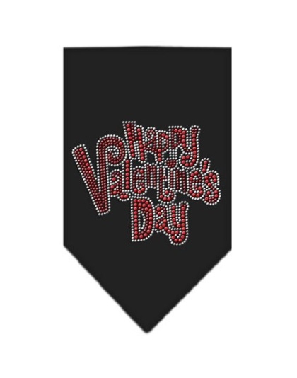 Happy Valentines Day Rhinestone Bandana Black Large