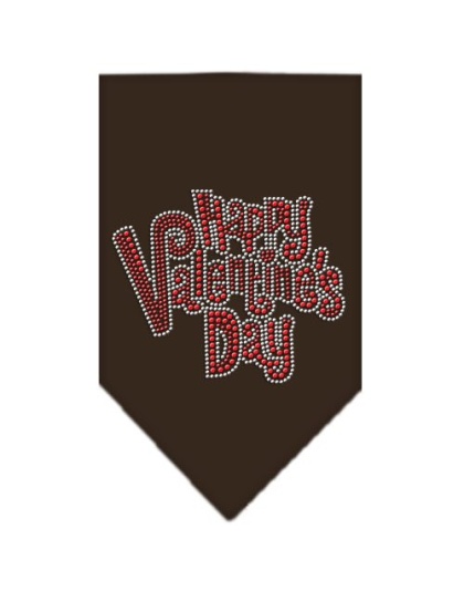 Happy Valentines Day Rhinestone Bandana Brown Large