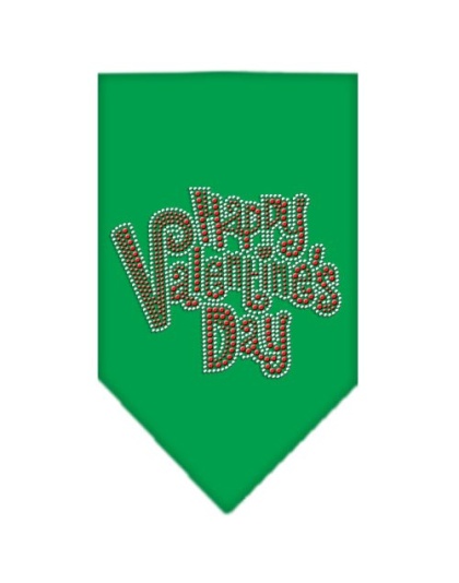 Happy Valentines Day Rhinestone Bandana Emerald Green Large