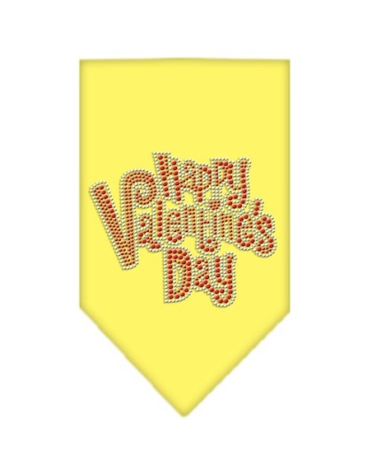 Happy Valentines Day Rhinestone Bandana Yellow Large