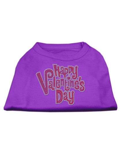 Happy Valentines Day Rhinestone Dog Shirt Purple Lg