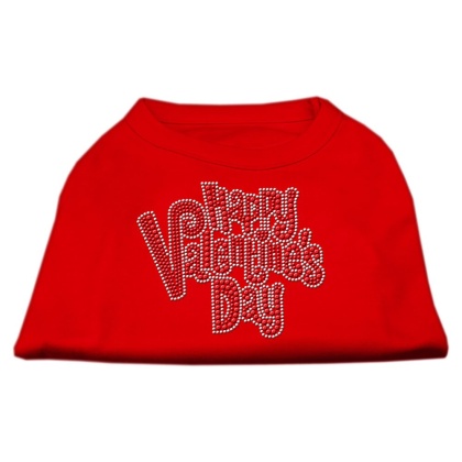 Happy Valentines Day Rhinestone Dog Shirt Red Lg