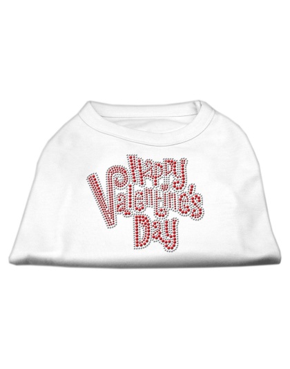 Happy Valentines Day Rhinestone Dog Shirt White Lg