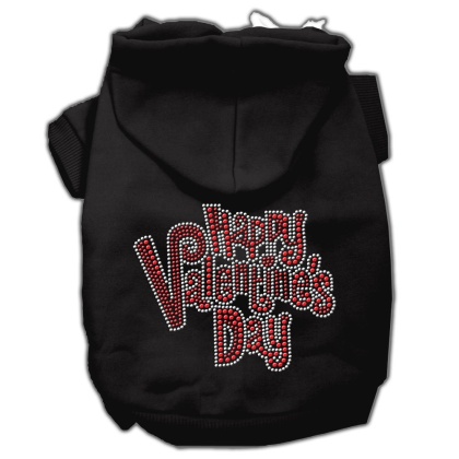 Happy Valentines Day Rhinestone Hoodies Black L