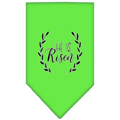 He Is Risen Screen Print Bandana Lime Green Large