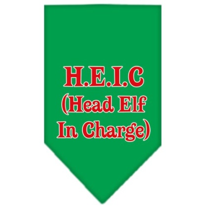 Head elf In Charge Screen Print Bandana Emerald Green Large