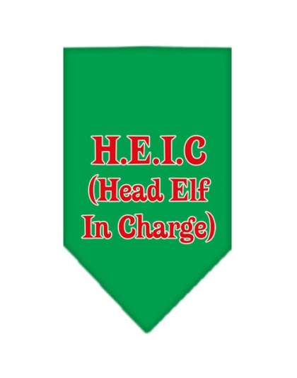 Head elf In Charge Screen Print Bandana Emerald Green Large