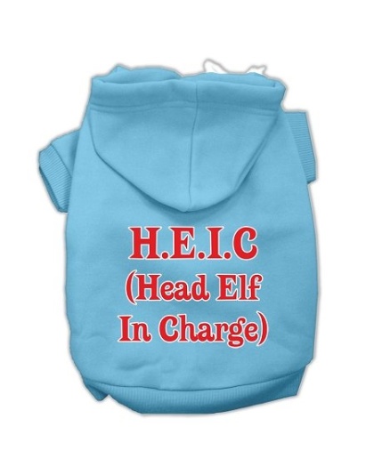 Head Elf In Charge Screen Print Pet Hoodies Baby Blue Size Lg