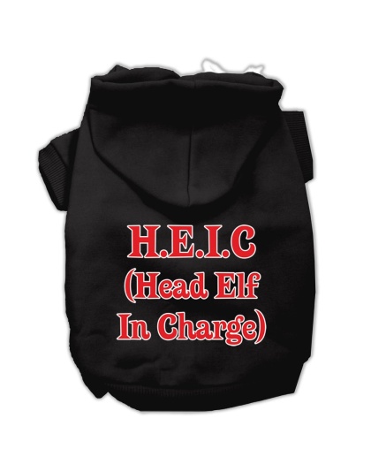 Head Elf In Charge Screen Print Pet Hoodies Black Size Lg
