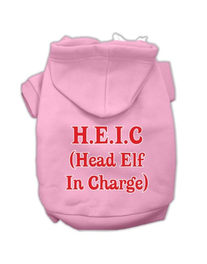 Head Elf In Charge Screen Print Pet Hoodies Light Pink Size Lg