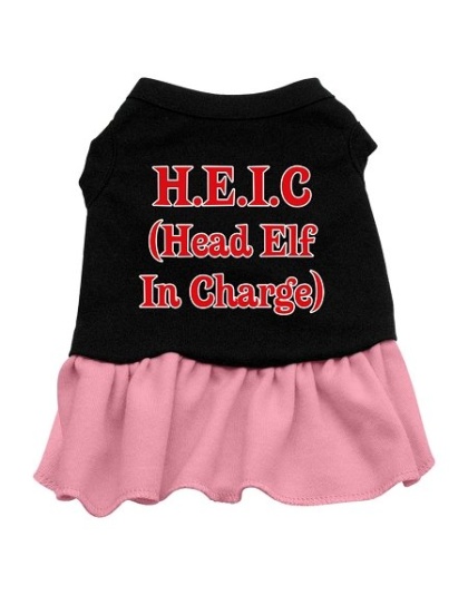 Head Elf in Charge Screen Print Dress Black with Pink Lg