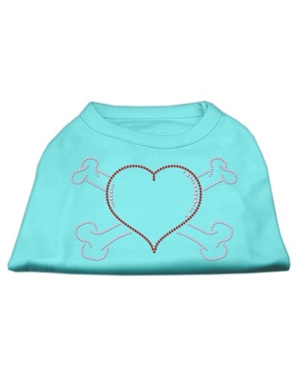 Heart and Crossbones Rhinestone Shirts Aqua L