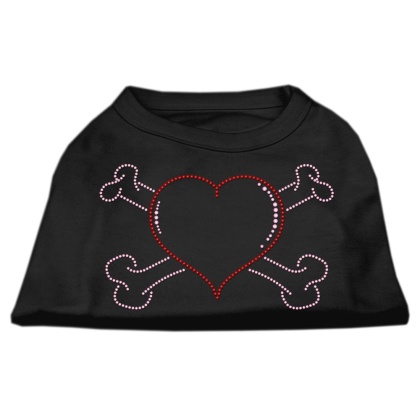 Heart and Crossbones Rhinestone Shirts Black L