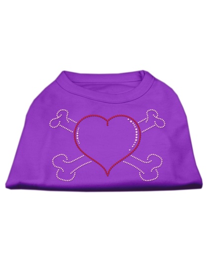 Heart and Crossbones Rhinestone Shirts Purple L