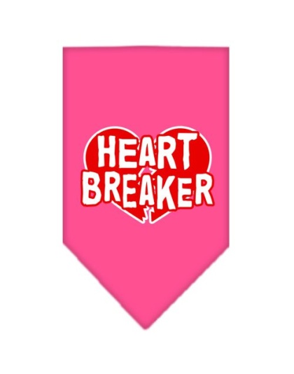 Heart Breaker Screen Print Bandana Bright Pink Large