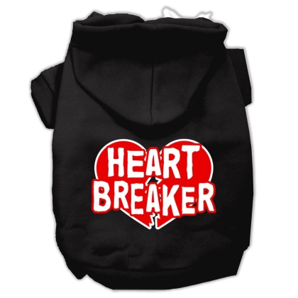 Heart Breaker Screen Print Pet Hoodies Black Size Lg