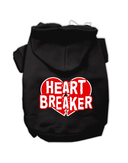 Heart Breaker Screen Print Pet Hoodies Black Size Lg