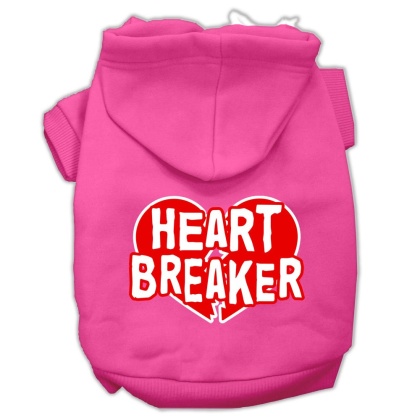 Heart Breaker Screen Print Pet Hoodies Bright Pink Size Lg