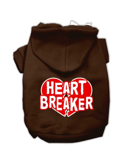 Heart Breaker Screen Print Pet Hoodies Brown Size Lg
