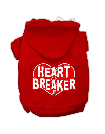 Heart Breaker Screen Print Pet Hoodies Red Size Lg