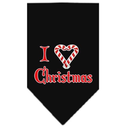 Heart Christmas Screen Print Bandana Black Large