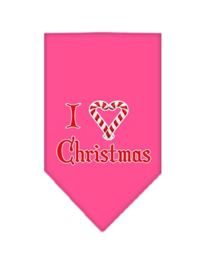 Heart Christmas Screen Print Bandana Bright Pink Large