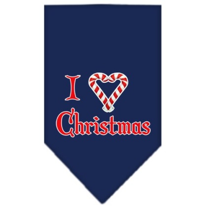 Heart Christmas Screen Print Bandana Navy Blue large