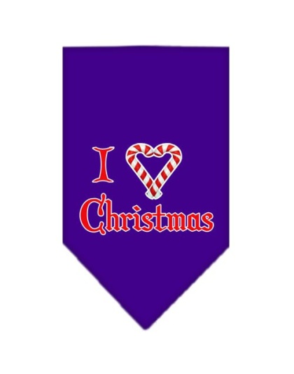 Heart Christmas Screen Print Bandana Purple Large