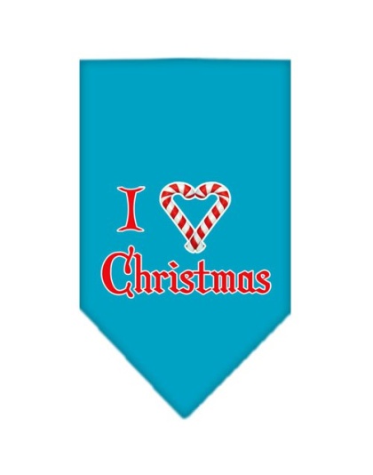 Heart Christmas Screen Print Bandana Turquoise Large