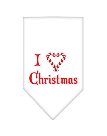 Heart Christmas Screen Print Bandana White Large