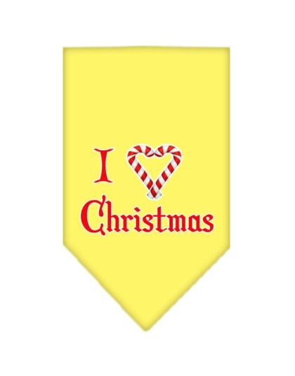 Heart Christmas Screen Print Bandana Yellow Large