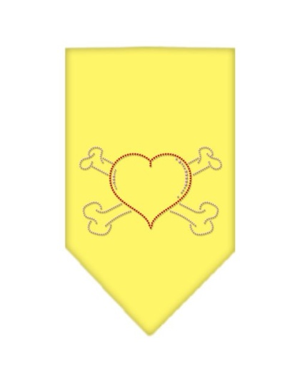 Heart Crossbone Rhinestone Bandana Yellow Large