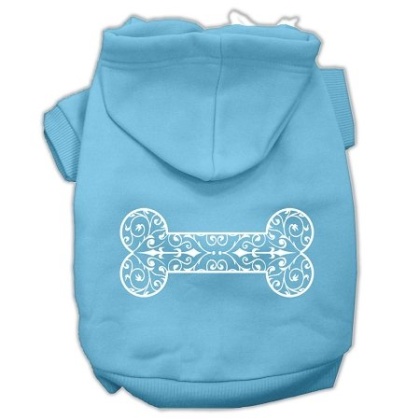 Henna Bone Screen Print Pet Hoodies Baby Blue Size Lg