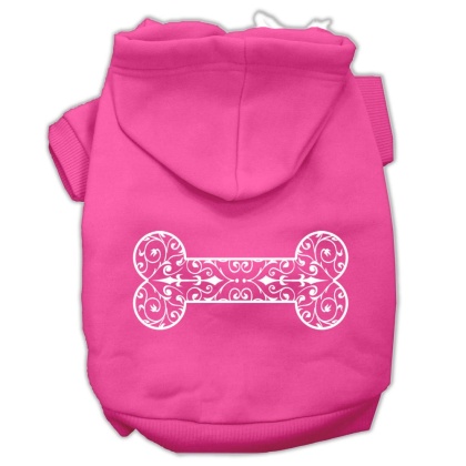 Henna Bone Screen Print Pet Hoodies Bright Pink Size Lg