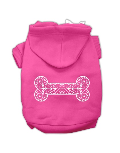Henna Bone Screen Print Pet Hoodies Bright Pink Size Lg