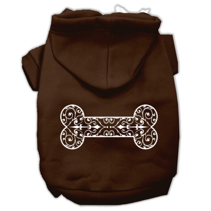 Henna Bone Screen Print Pet Hoodies Brown Size Lg