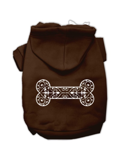 Henna Bone Screen Print Pet Hoodies Brown Size Lg