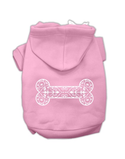 Henna Bone Screen Print Pet Hoodies Light Pink Size Lg