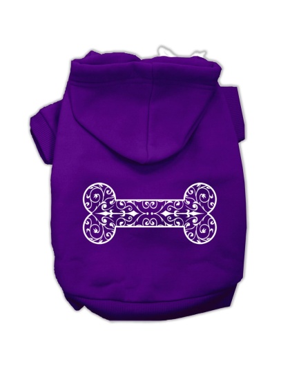 Henna Bone Screen Print Pet Hoodies Purple Size Lg